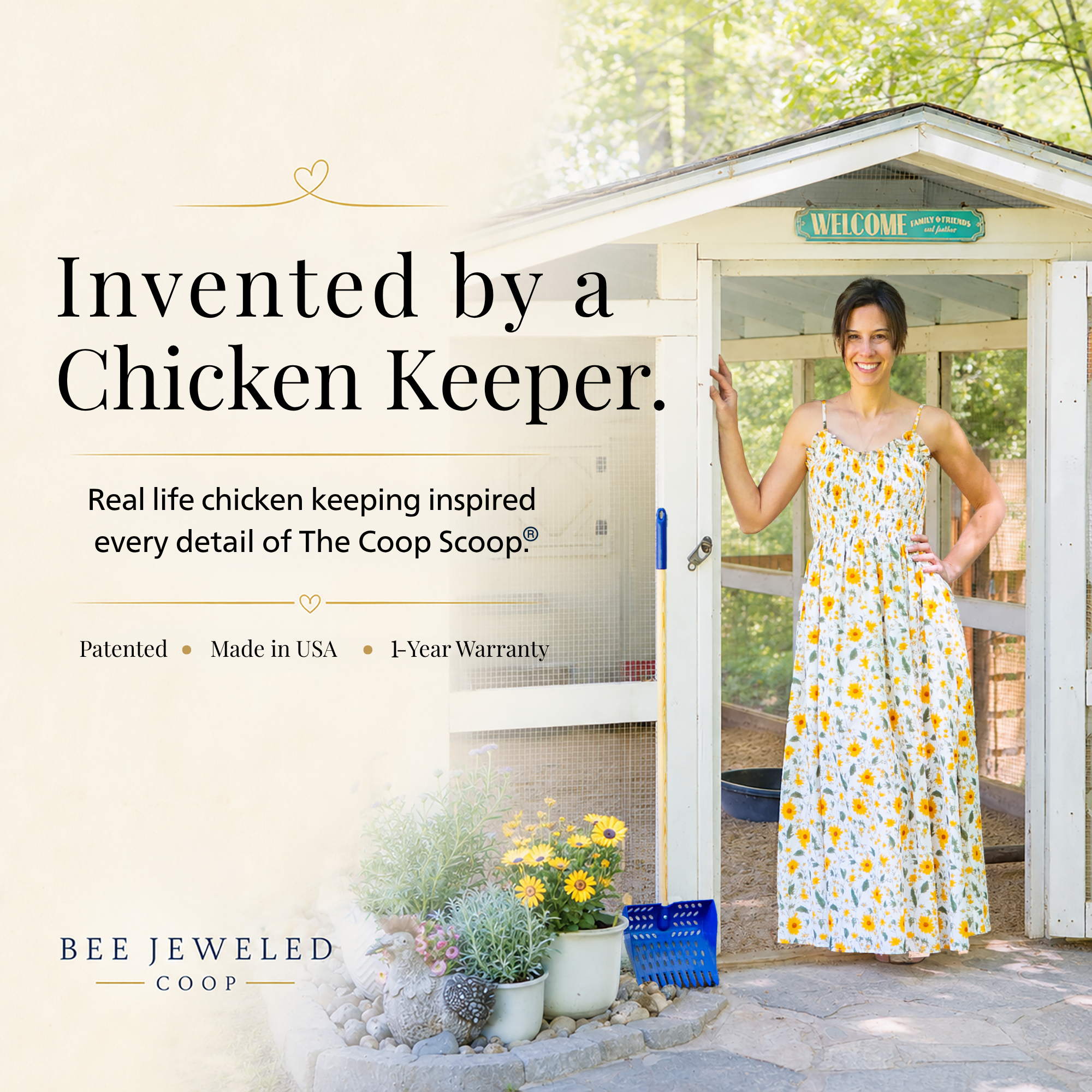 The Coop Scoop® | 2-in-1 Chicken Poop Scoop & Rake | Sand Sifting Shovel For Shelf & Floor Cleaning