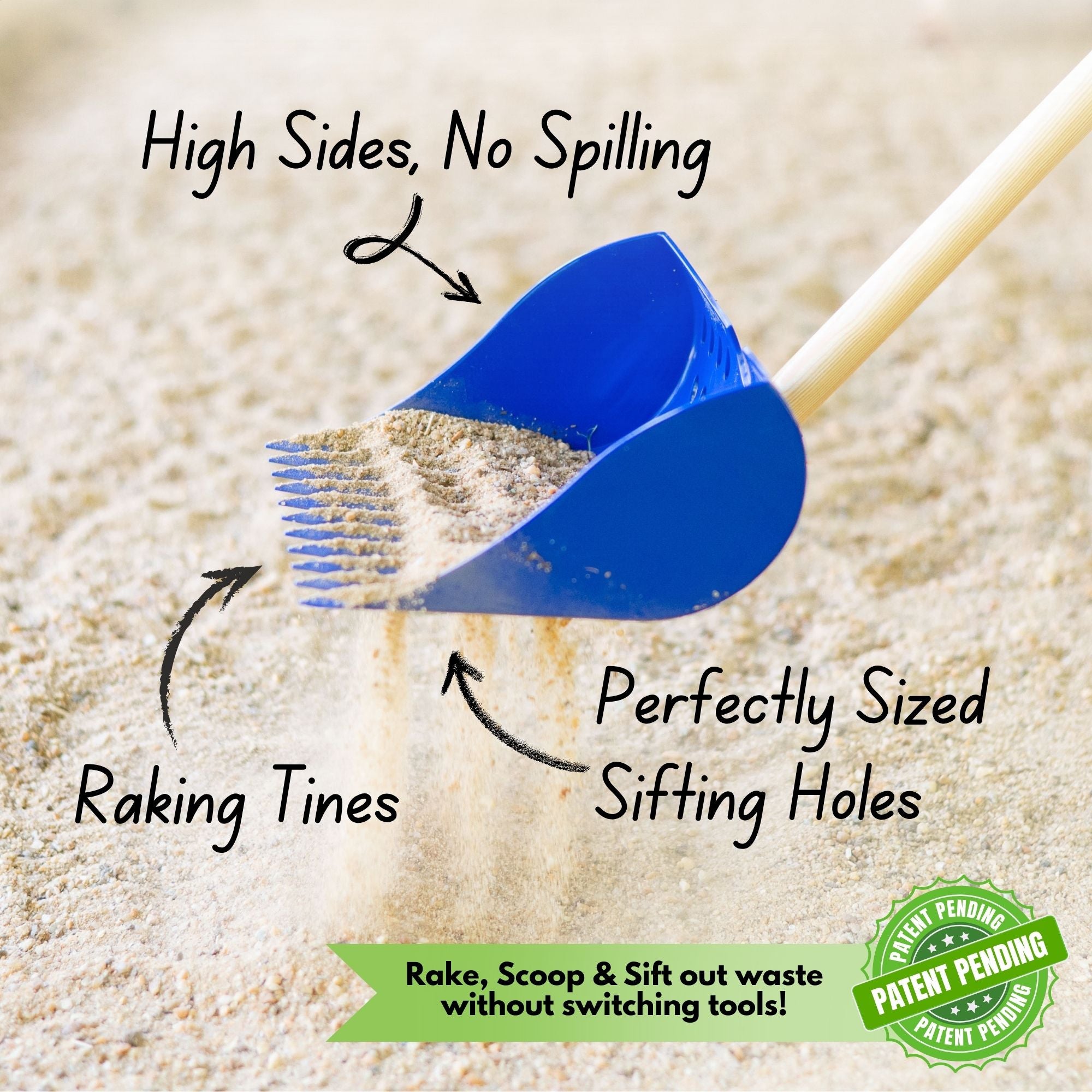The Coop Scoop® | 2-in-1 Chicken Poop Scoop & Rake | Sand Sifting Shovel For Waste Removal