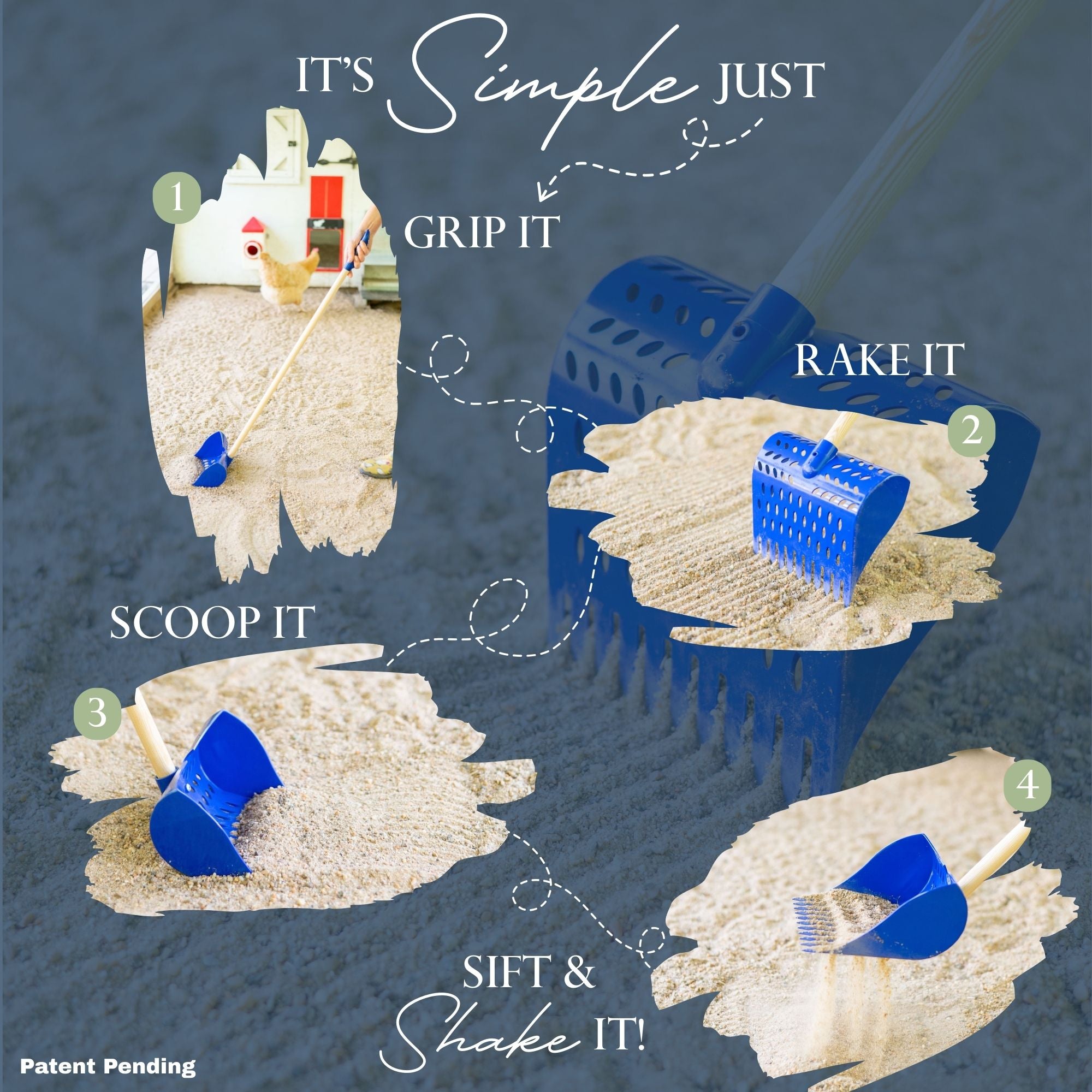 The Coop Scoop® | 2-in-1 Chicken Poop Scoop & Rake | Sand Sifting Shovel For Waste Removal
