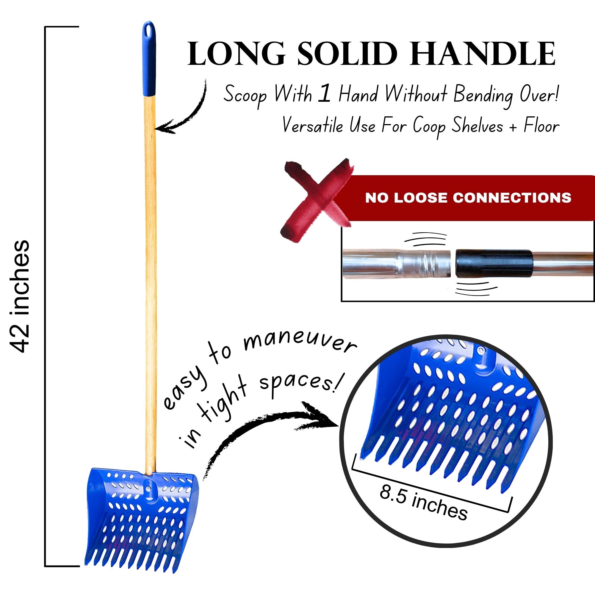 The Coop Scoop® | 2-in-1 Chicken Poop Scoop & Rake | Sand Sifting Shovel For Shelf & Floor Cleaning