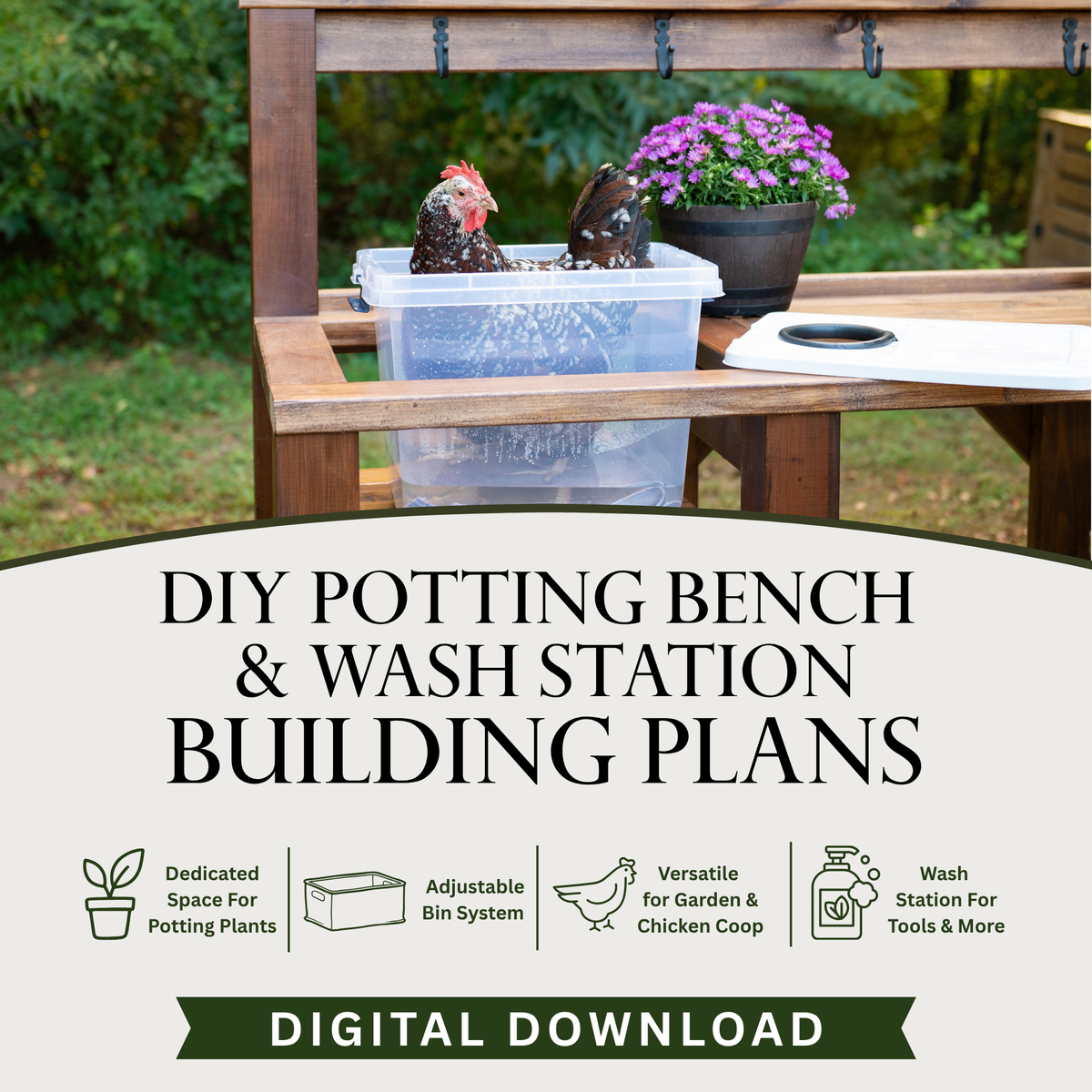 DIY Potting Bench & Wash Station Building Plans