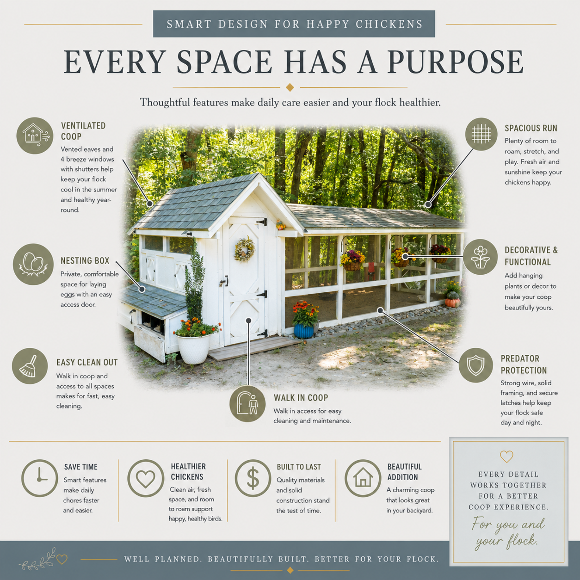 Bee Jeweled Coop (Run Right) | Chicken Coop Building Plans | 6-12 Chickens