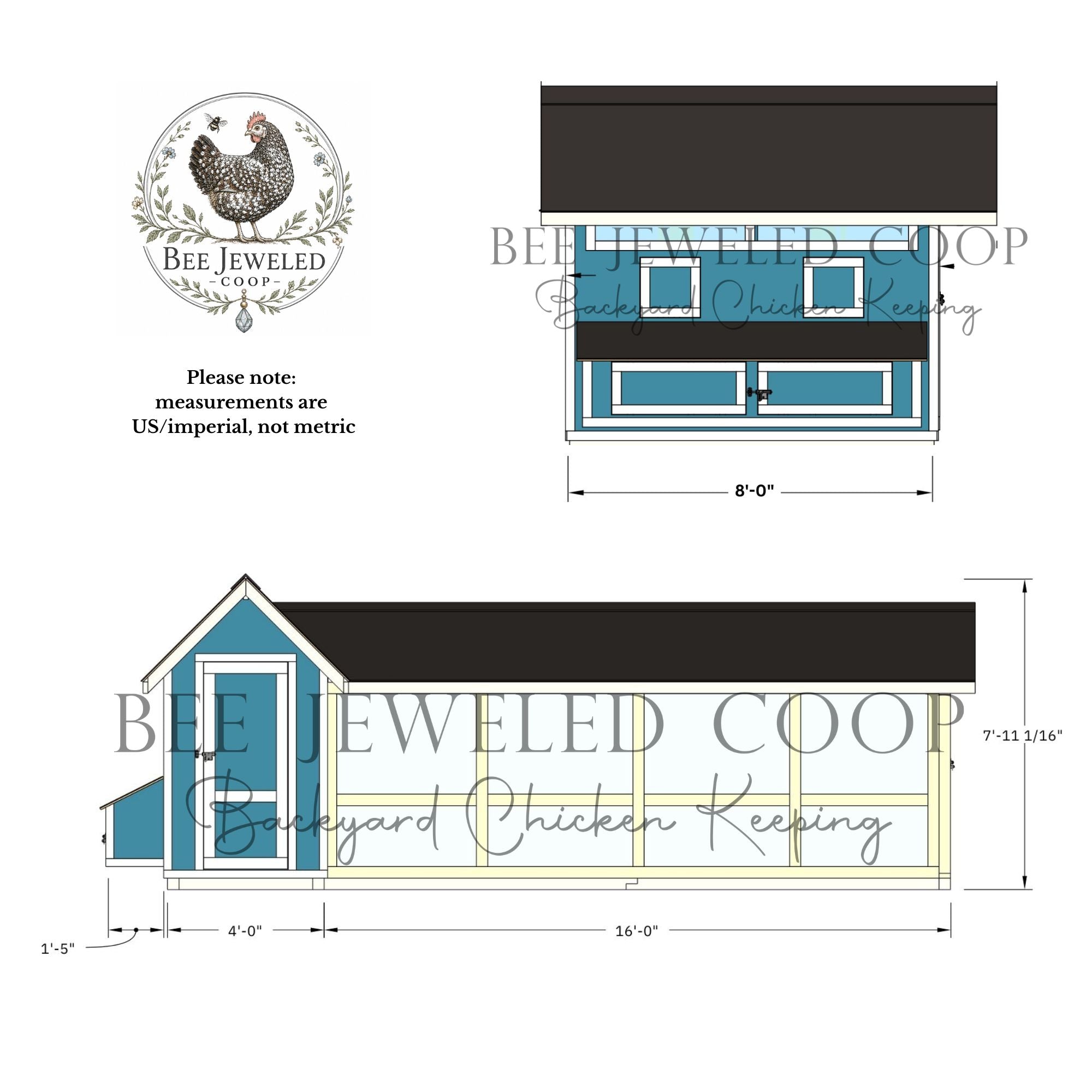 Bee Jeweled Coop (Run Right) | Chicken Coop Building Plans | 6-12 Chickens