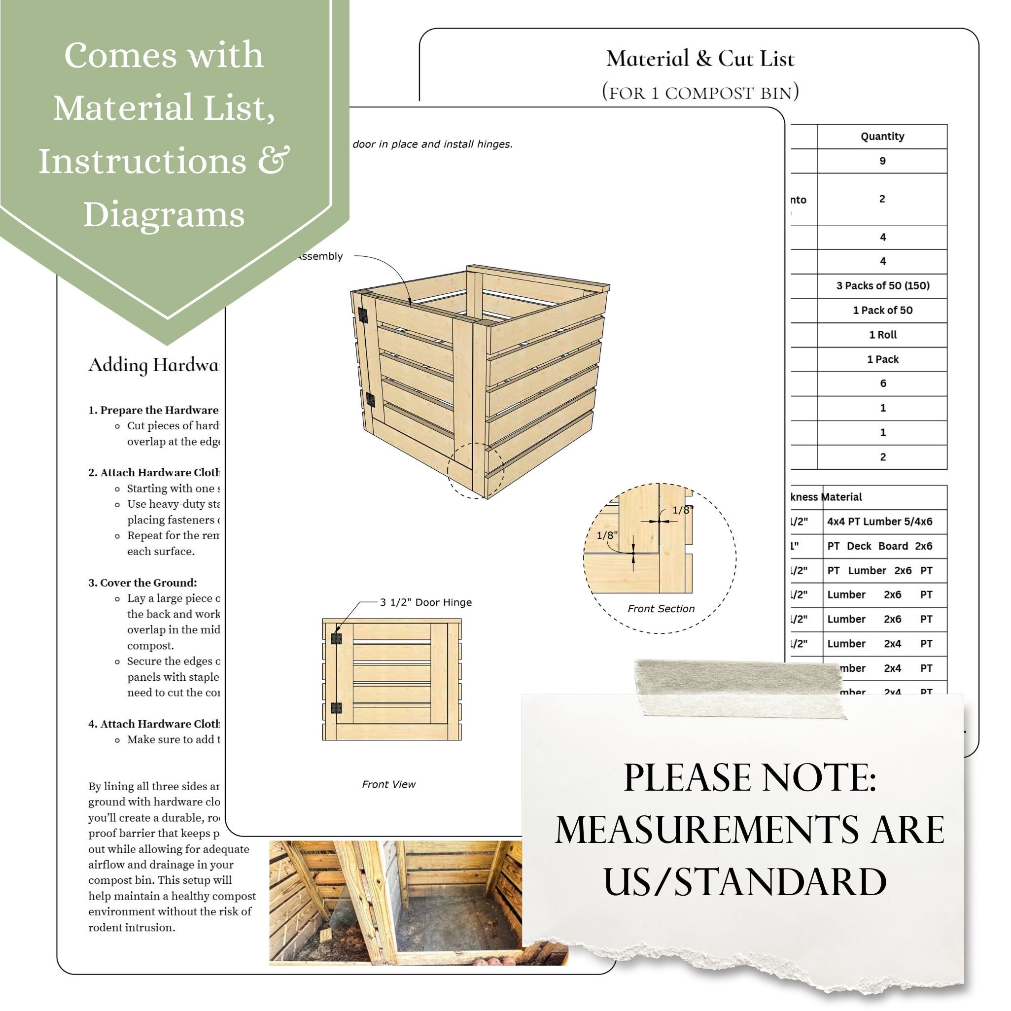 Compost Bin Building Plans | DIY 1 to 3 Bin Compost System