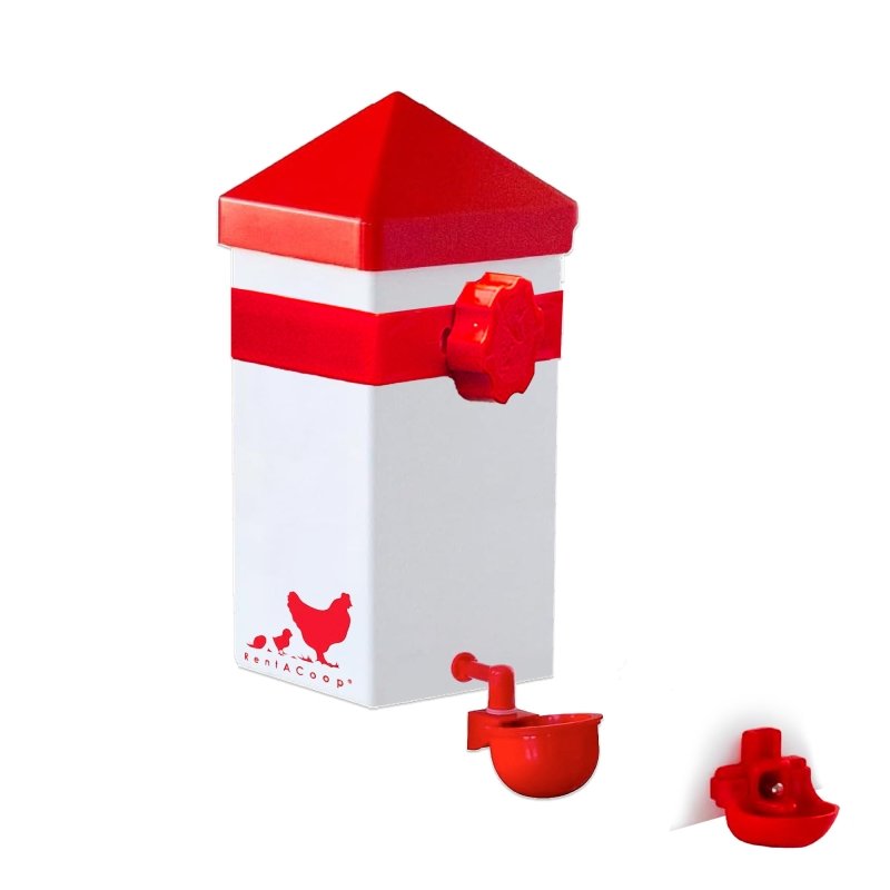 RentACoop 32oz(1L) Automatic Drinker with Auto-Fill Cup and Horizontal Nipple