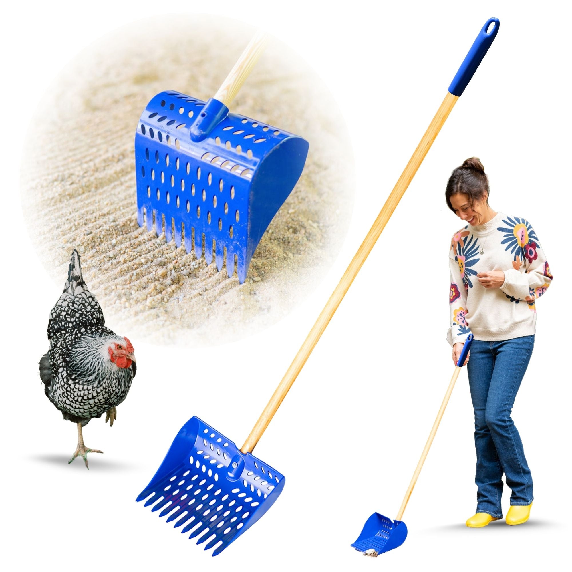 The Coop Scoop® | 2-in-1 Chicken Poop Scoop & Rake | Sand Sifting Shovel For Waste Removal
