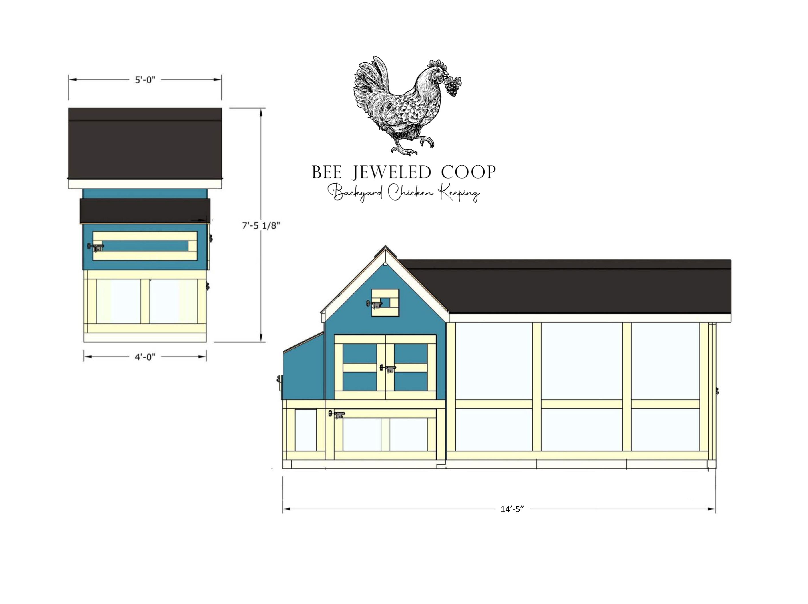 MINI Bee Jeweled Coop | Chicken Coop Building Plans | 3-6 Chickens