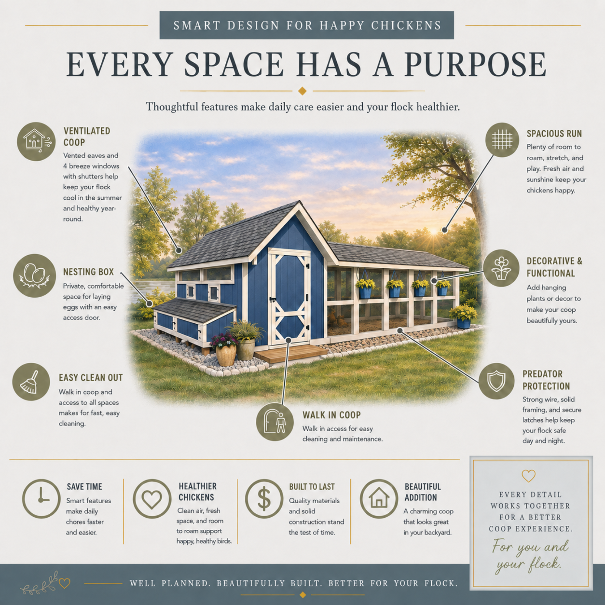 XL Bee Jeweled Coop | Chicken Coop Building Plans | 12-25 Chickens