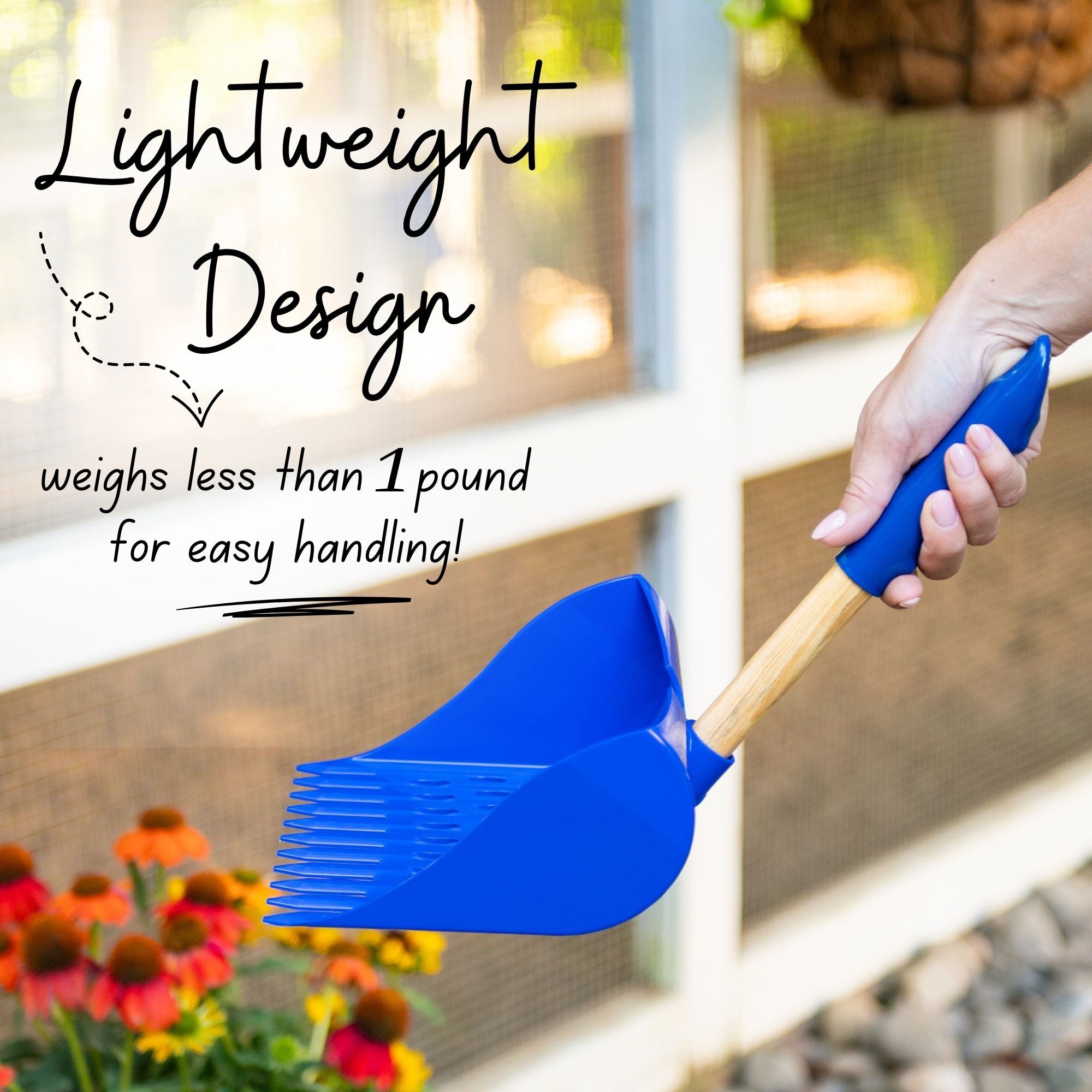 The Coop Scoop® Shelf | 2-in-1 Chicken Poop Scoop & Rake | 10" Handle Large Hand Shovel For Chicken Coop Shelves