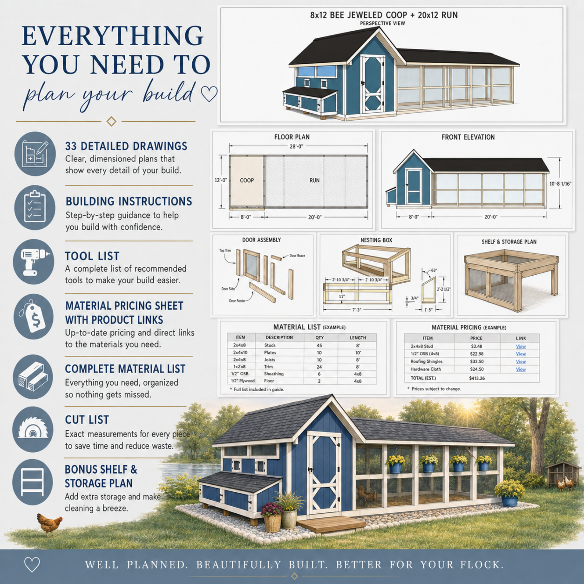 XL Bee Jeweled Coop | Chicken Coop Building Plans | 12-25 Chickens