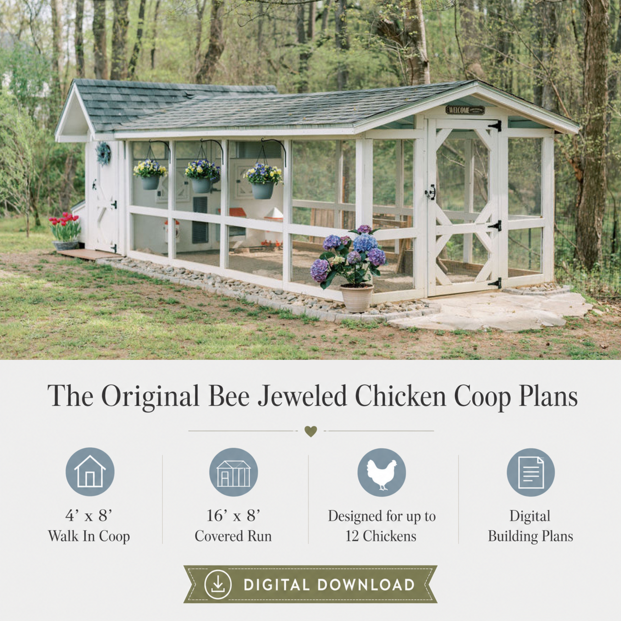 Bee Jeweled Coop (Run Right) | Chicken Coop Building Plans | 6-12 Chickens