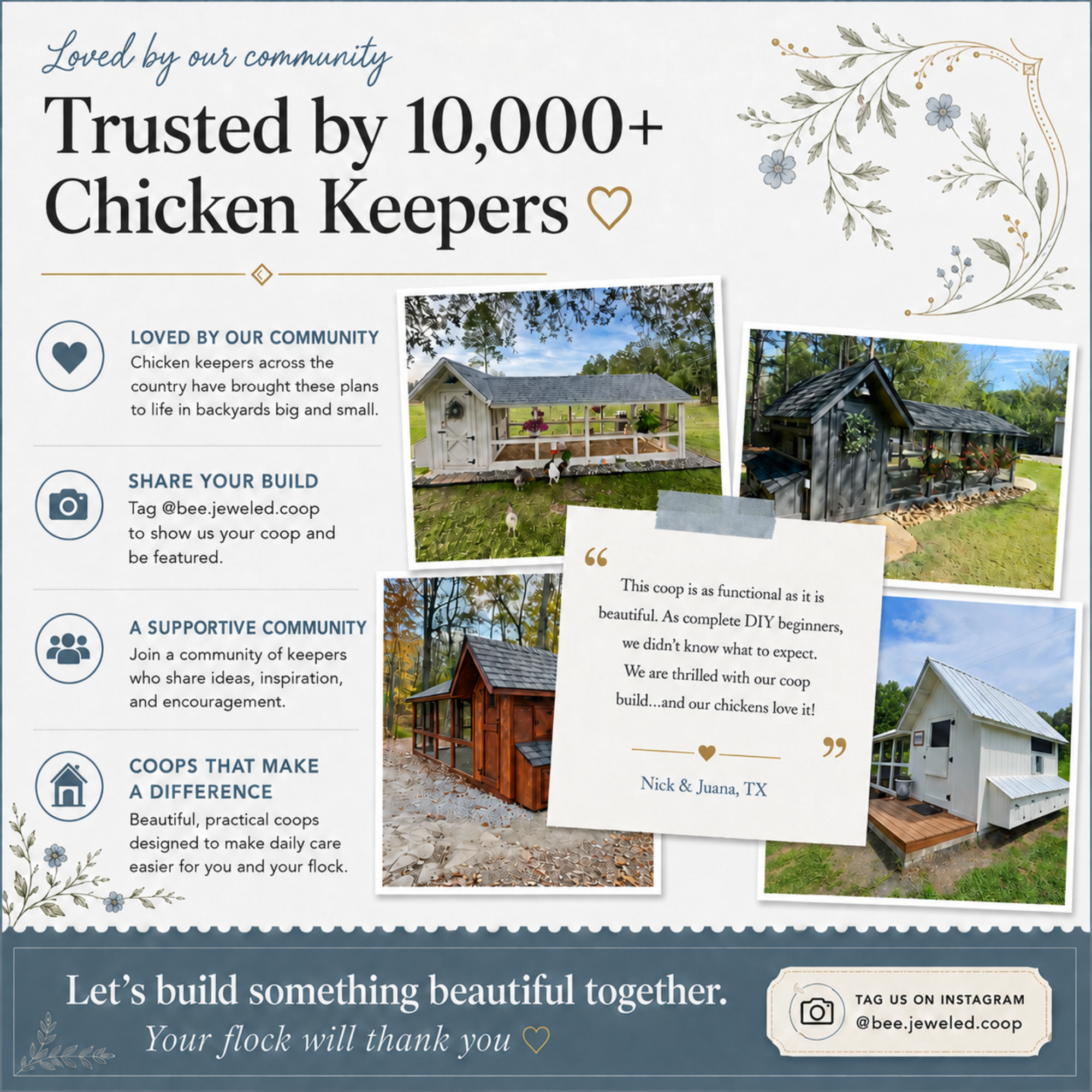 Bee Jeweled Coop (Run Right) | Chicken Coop Building Plans | 6-12 Chickens