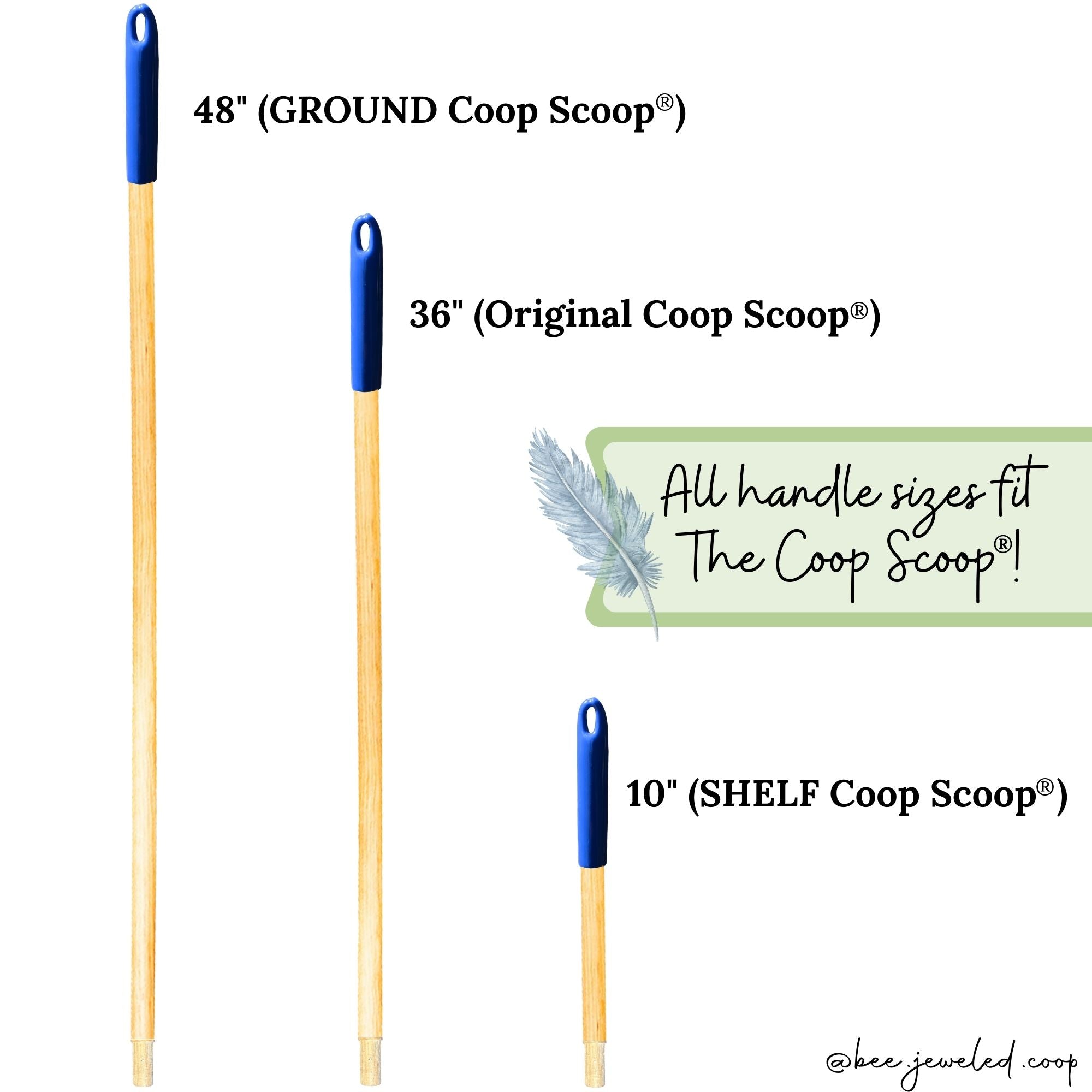 The Coop Scoop® Spare Handle | Solid Wood Handle + Comfort Grip | Universal Fit For All Coop Scoops