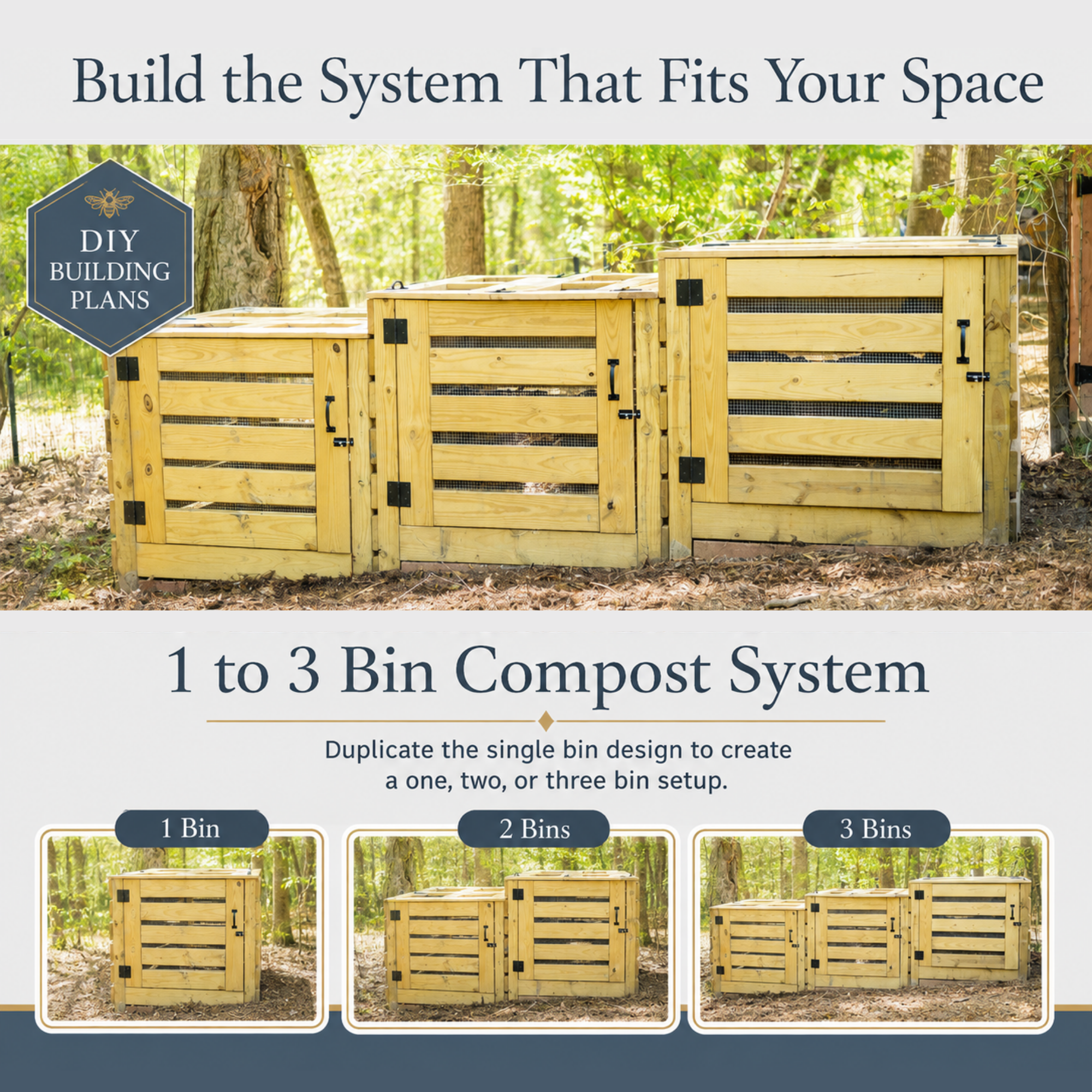 Compost Bin Building Plans | DIY 1 to 3 Bin Compost System
