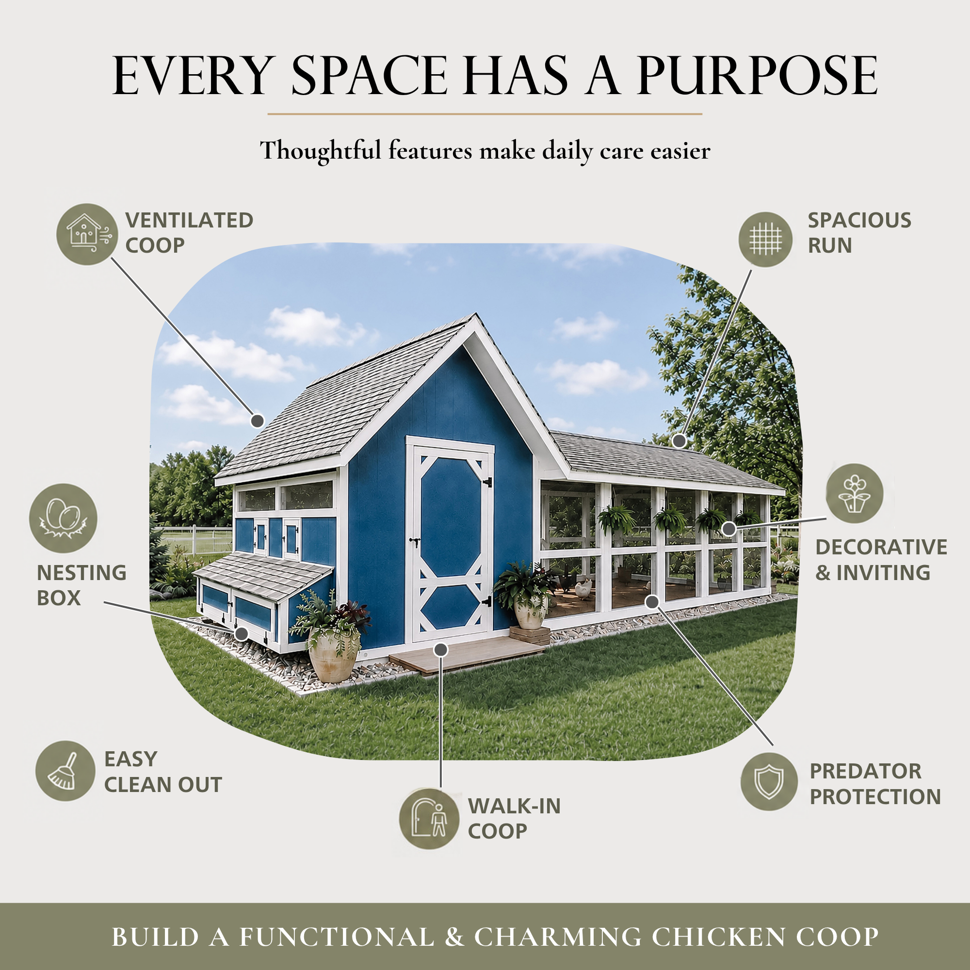 XL Bee Jeweled Coop | Chicken Coop Building Plans | 12-25 Chickens