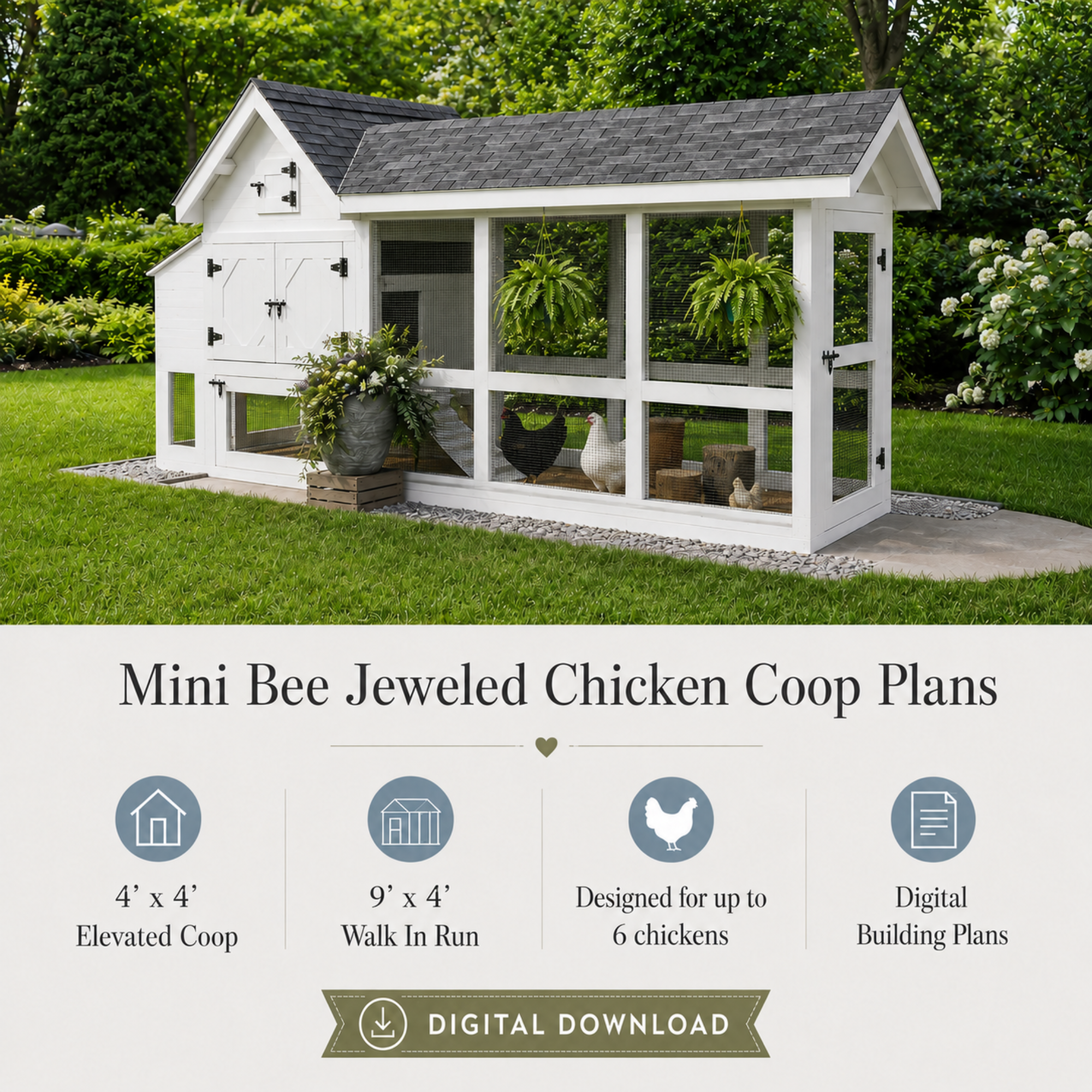 MINI Bee Jeweled Coop | Chicken Coop Building Plans | 3-6 Chickens