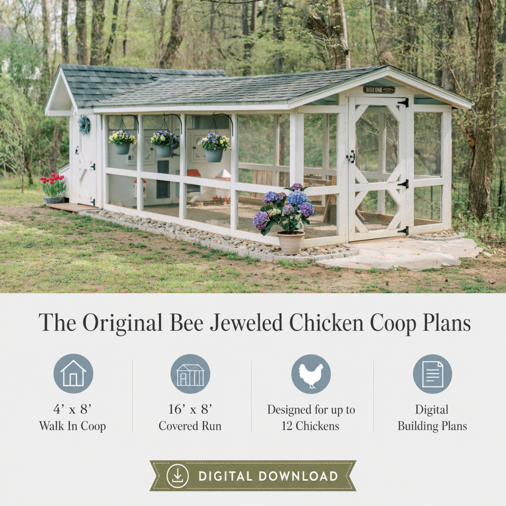 Bee Jeweled Coop (Run Right) | Chicken Coop Building Plans | 6-12 Chickens