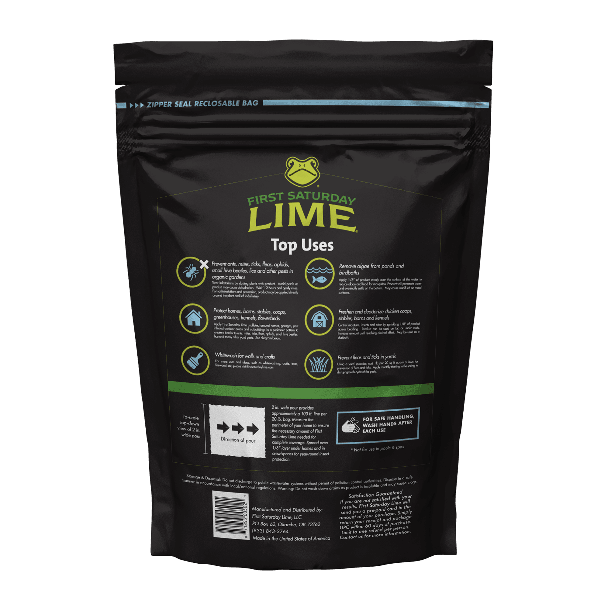 Bundle: 2 First Saturday Lime 20lb Bags and 1 10ml Eco-Friendly Insect Repellent Spray